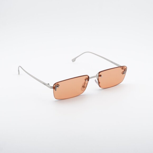 Fendi FE4172US 16J Sunglasses Silver Rectangle Frame, Red Lenses main image 6